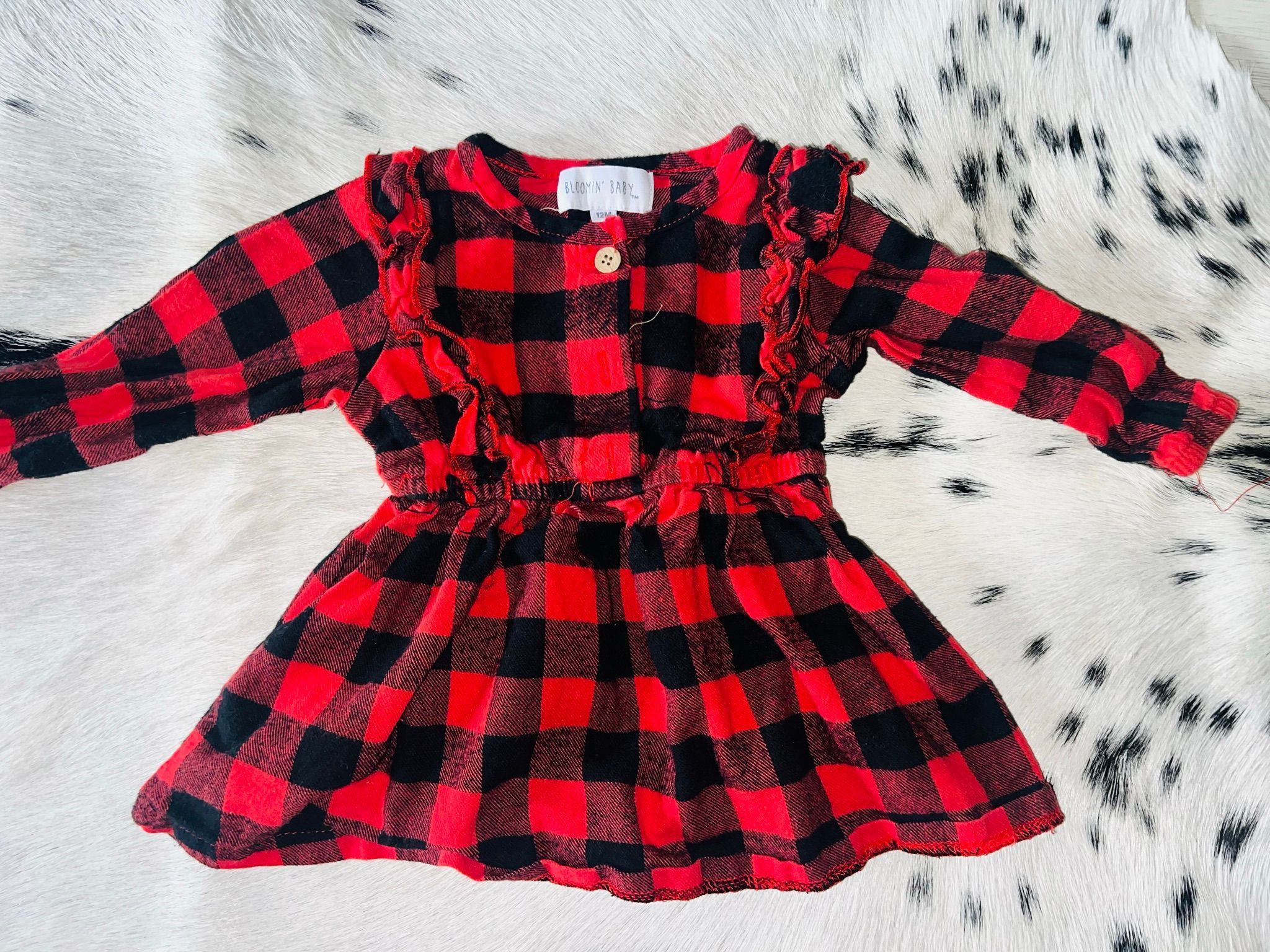 Bloomin' Baby Red Plaid Dress 12m