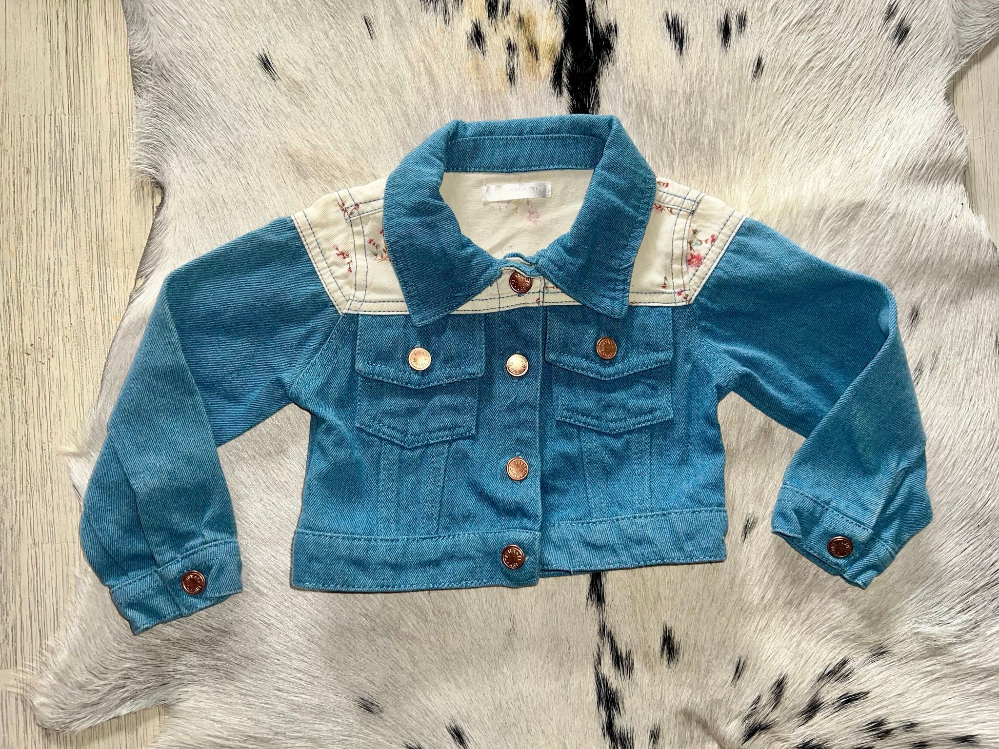 Girls Tahari Jean Floral Jacket 2T