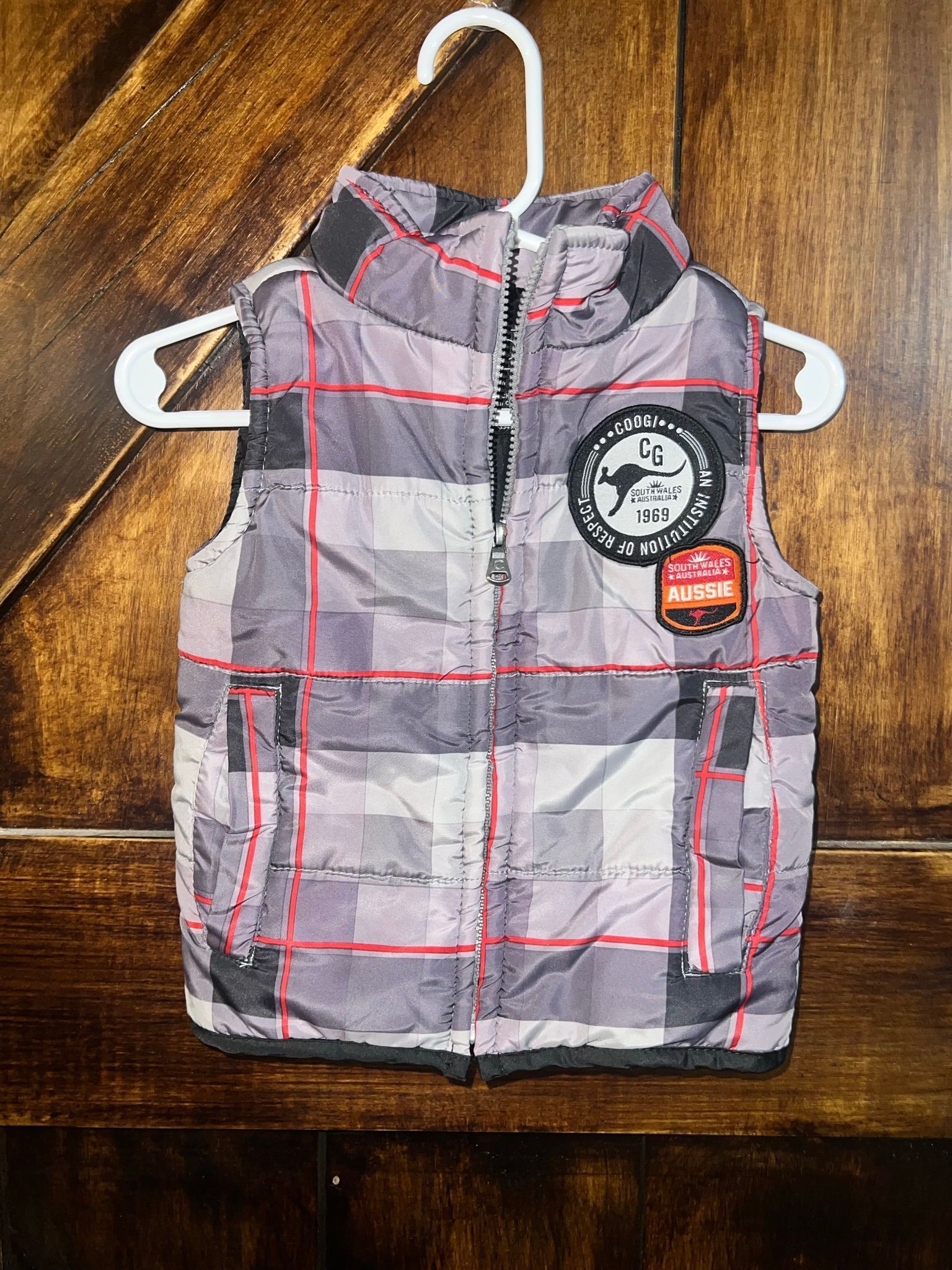 Boys Authentic COOGI Plaid Puffer Vest 12m