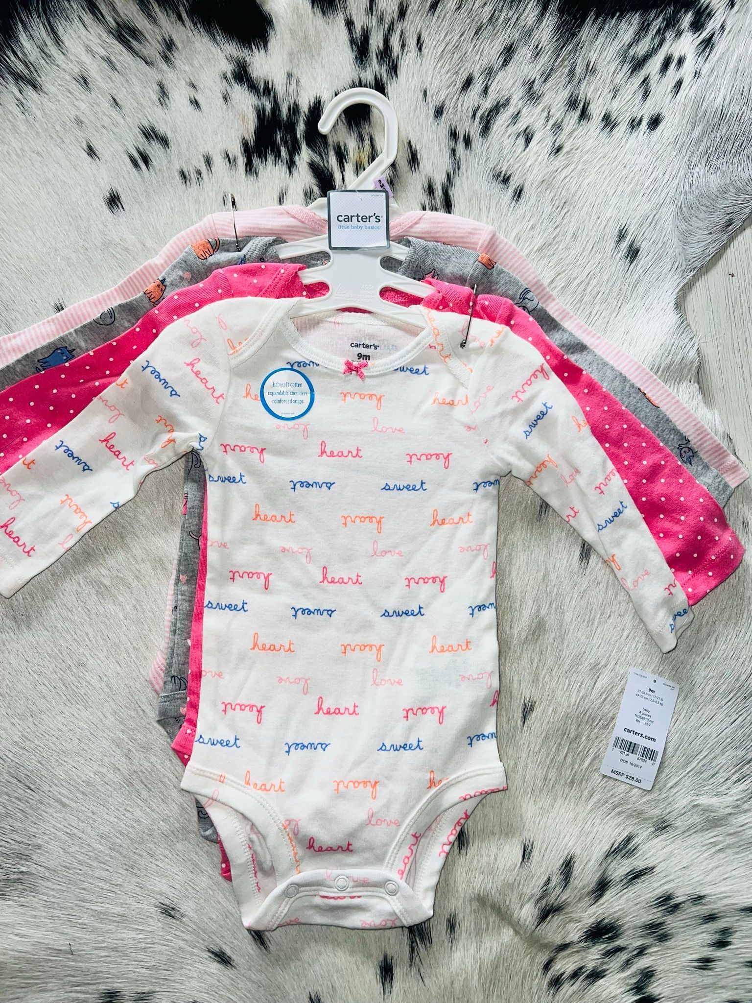 Carters 4-Piece Set Long Sleeve Onesies 9m