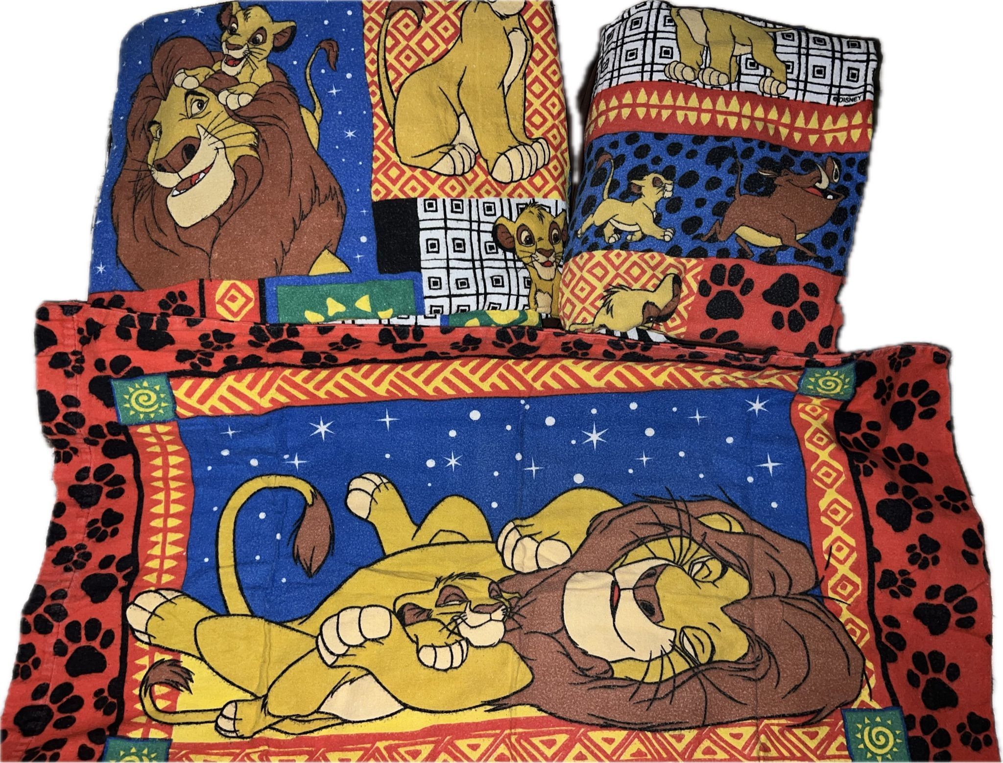 RARE 90's Vintage [Twin] Lion King Patchwork Full 3-Piece Bed Set